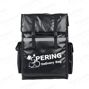 Fast Food Drinks Food Black Rider Biker Carrier Backpack Waterproof Expandable Grey Reflective Delivery Backpack