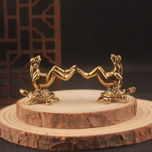 Brûleur d'encens miniature en laiton, sculpture tortue grenouille, fait main, style chinois, décoration pour animal de compagnie de thé - Product Image 2