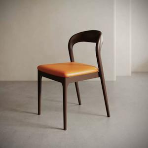 Silla de Comedor Rectangular Pequeña de Madera Maciza de Nogal Negro de Lujo Retro para Uso en Hoteles - Product Image 4