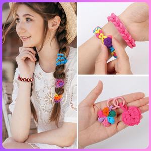 Kinder kreative Paste Spielzeug Kunst Handwerk Kit DIY 1000 bunte Haar gummis Gummiband Armband Weben Kamm Organizer Fall Geschenk - Product Image 4