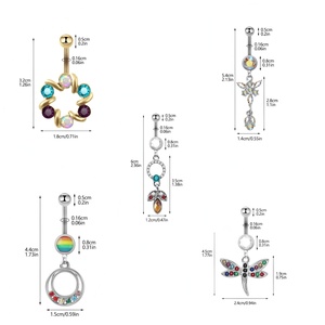 Anillos de Ombligo Geométricos de Acero Inoxidable, Joyería para <span class=keywords><strong>Piercing</strong></span> Corporal al por Mayor para Mujeres, Adecuados para Ropa Urbana, Viajes y Fiestas - Product Image 6