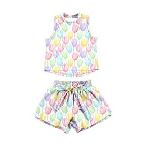 Précommande : Ensemble d'été pour bébés filles – T-shirt sans manches à fleurs et short élastique papillon – Tenue de sport/yoga pour enfants – <span class=keywords><strong>Cadeau</strong></span> idéal - Product Image 3