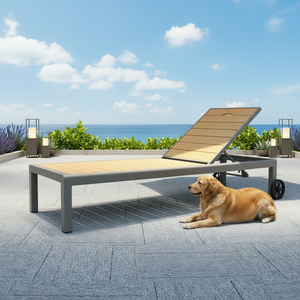 <span class=keywords><strong>Chaise</strong></span> <span class=keywords><strong>longue</strong></span> de plage réglable en <span class=keywords><strong>aluminium</strong></span> résistante aux UV avec roues pour <span class=keywords><strong>piscine</strong></span> - Product Image 1