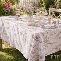 Nappe ronde HuaLai à imprimé floral glycine blanche et violette pour mariage, banquet, restaurant, fête, résistante aux plis, vente en gros