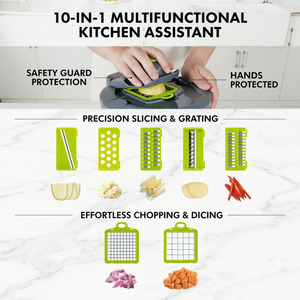 Escurridor de Ensaladas Multifuncional con Picador de Verduras, Secador de Lechuga Manual con Cuchillas Intercambiables - Product Image 3