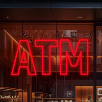 Enseigne néon LED ATM, éclairage extérieur étanche en silicone, panneau mural suspendu pour la décoration de vitrine de banque commerciale