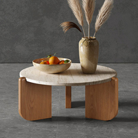 Table basse en pierre à prix abordable, style simple, cadre en bois nordique, mobilier de salon moderne de luxe avec rangement