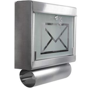 Buzón de Acero Inoxidable de Gran Capacidad <span class=keywords><strong>para</strong></span> Montaje en Pared, Antirrobo, con Cerradura de Llave, Panel de Puerta de Vidrio Templado, Impreso, <span class=keywords><strong>para</strong></span> <span class=keywords><strong>Sobres</strong></span> - Product Image 1