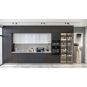 Planet Modern Moduler Kitchen Designs Gabinete de cocina de laca de alto brillo para muebles de isla para el hogar