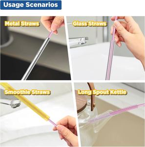 Brosse à pailles en silicone transfrontalière, allongée, avec poignée antidérapante, idéale pour biberons et tubes à essai - Product Image 6