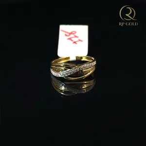 Elegant <b>24K</b> <b>Gold</b> Cocktail <b>Ring</b> Crossover Design Stylish Women's Jewelry Modern Band Luxury Look Wedding Gift Her Daily Wear - Product Image 2