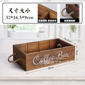 Solid Wood Desktop Organizer <b>Box</b> 32x16.5x9cm With Compartments For Coffee <b>Tea</b> Storage Rectangle Shape - Product Image 1