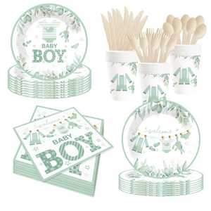 ชุดอุปกรณ์ตกแต่งงานเลี้ยงเปิดเผยเพศลูกน้อย DAMAI สำหรับทีมเด็กชาย จานกระดาษ ผ้าเช็ดปาก ของใช้บนโต๊ะอาหารแบบใช้แล้วทิ้งสำหรับงานเลี้ยงฉลองทารก สำหรับแขก 8 ท่าน - Product Image 3