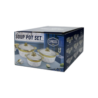 Cocotte en Céramique de Gros, Marmite à Soupe à Double Anse, Ensemble Soupière et Bol à Soupe en Céramique Blanche avec Couvercle
