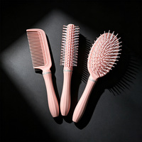 Brosse démêlante ionique A377 couleur macaron pour cheveux bouclés, design ajouré oreilles de chat mignonnes, poignée confortable en plastique ABS pour coiffage