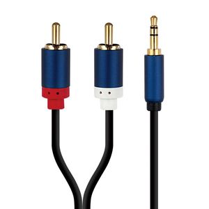 สายอะแดปเตอร์สัญญาณเสียงสเตอริโอตัวผู้2RCA ตัวผู้3.5มม. สาย AUX RCA Y เครื่องเล่น MP3 hdtvs อุปกรณ์จัดเก็บอิเล็กทรอนิกส์ทำจากโลหะทนทาน - Product Image 1