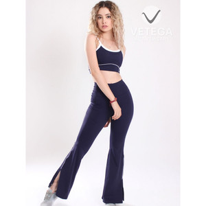 Conjunto de Yoga Vetega Sólido y Transpirable, Top Corto Azul Menta y Leggings Acampanados de Cintura Alta para Mujer, Ropa Deportiva para Gimnasio y Fitness - Product Image 6