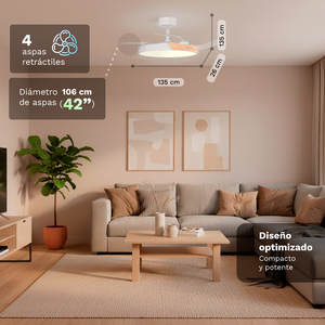 Ventilador de Techo Grunkel Skydual42 de 42 Pulgadas con Luz LED y Control Remoto - Product Image 1