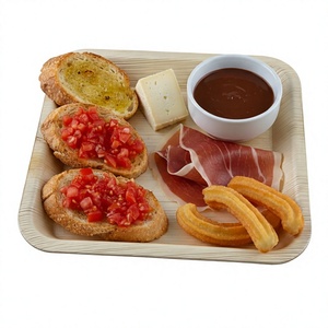 Assiettes carrées profondes jetables en bois classiques, durables et écologiques, avec support gravé, pour fêtes et usage extérieur, 9 x 9 pouces, sans BPA - Product Image 1
