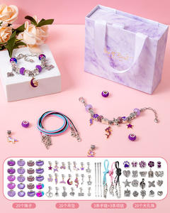 66 قطعة من الخرز مصنوعة يدويًا من مواد للأميرات طقم مجوهرات أساور وأساور للفتيات - Product Image 1