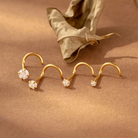 HENGSEN Piercings de nez personnalisables en acier inoxydable hypoallergénique, 3 mm, avec zircone cubique (CZ) en forme de cœur, étoile, carré, rond, bijoux pour piercing de narine
