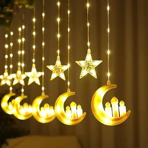 3M 110V/220V LED lune étoile rideau lumière lampe noël glaçons guirlande lumières pour Ramadan mariage fête décoration guirlande