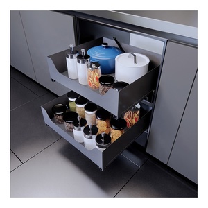 Tiroir métallique coulissant pour armoire, organisateur et rangement double couche pour armoire de cuisine, panier d'angle coulissant à fermeture douce - Product Image 3