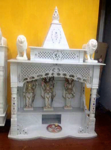 Indian Painted Religious Makrana Marble <b>Mandir</b> - Product Image 1
