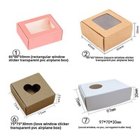 Boîte à gâteau bento en papier kraft imperméable personnalisée avec fenêtre transparente, pliable en forme d'avion, pour savon artisanal, impression offset