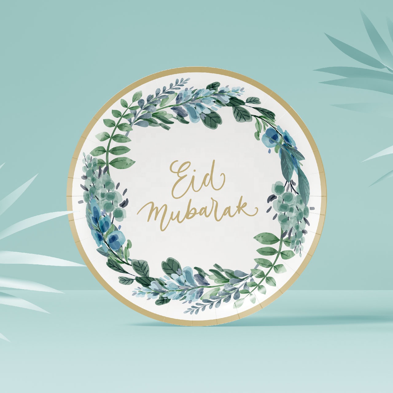 2022 популярная одноразовая посуда для вечеринки и Рамадана, счастливый праздник мусульман, бумажные тарелки для ИД Мубарак 10 шт./компл.