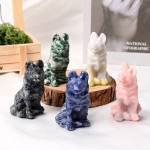 Venta caliente de alta calidad tallada a mano Reiki cuarzo <span class=keywords><strong>Wolfhound</strong></span> Material mixto cristal lobo para Decoración - Product Image 2