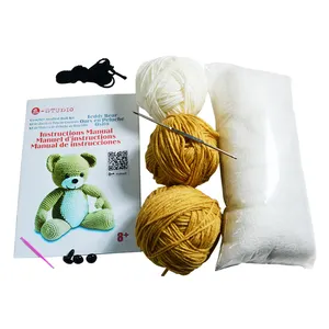 istudio 2024 New Design Cute Diy Plush Toys Crochet Teddy Bear Handmade Crochet Doll