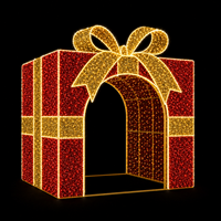 Arche lumineuse géante en forme de boîte cadeau de Noël, design attrayant, homologuée IP65, pour passage piétonnier, idéale pour l'affichage en place publique