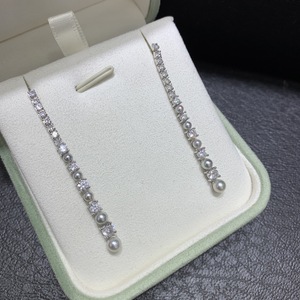 Pendientes colgantes con borlas degradadas y perlas japonesas, plata S925, joyería fina para mujer, pendientes elegantes clásicos para boda - Product Image 1