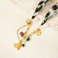 Écharpe et collier à chaîne personnalisés avec pendentif multi-éléments et tissage de corde coloré, bijoux tendance pour femmes