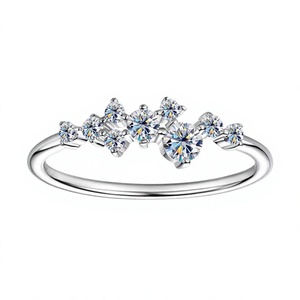 Bijoux de mode simples, argent sterling 925 plaqué or, sertissage pavé, moissanite VVS GRA 0,3 carat, bagues chrétiennes tendance Nuit étoilée - Product Image 2