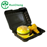 9*6 pouces 1 compartiment boîte en plastique recyclé boîte à lunch conteneur alimentaire écologique micro-ondes boîte à lunch (150 pièces/carton)