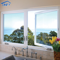 Ventanas Abatibles Modernas de Doble Acristalamiento Templado Resistentes a Huracanes, Ventanas Corredizas de Aluminio con Rotura de Puente Térmico para Villa