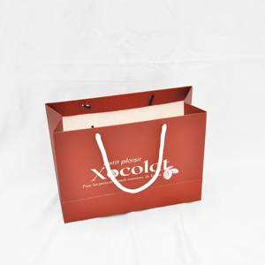 High Quality Customized Your Own Logo Print <b>Red</b> Classic Paperboard Supermarket Shopping Bag Recycled Materials Offset Printing - Product Image 1