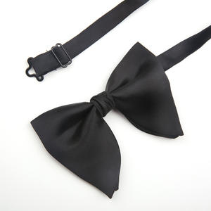 ผ้าไหมคลิปโลหะทักซิโด้ปักลายสีธรรมดาสีดำขนาดใหญ่ผูกโบว์ผูกไว้ล่วงหน้าสำหรับผู้ชาย - Product Image 4