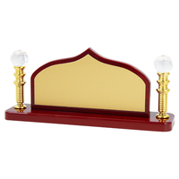 Vente en gros de supports à double boule Plaque en bois Plaque de récompense en feuille d'or rouge foncé Plaque de table cadeau de collection de haute qualité