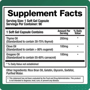 Huile d'origan, d'huile de thym et d'huile de clou de girofle en gélules de haute qualité, marque privée, favorisant la digestion, la santé et stimulant le système immunitaire - Product Image 3