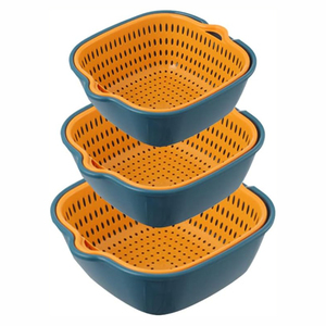 6-Piece Kitchen Multifunctional Plastic Drain Basket <b>for</b> Fruits & Vegetables-Eco-Friendly Safe Material Easy Placement - Product Image 1