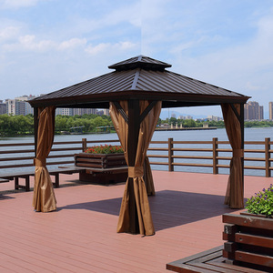 Sombrilla de aleación de aluminio de estilo moderno para exteriores, pabellón para Patio, jardín, cortina doble impermeable, cabina de <span class=keywords><strong>casa</strong></span> de cuatro esquinas - Product Image 6