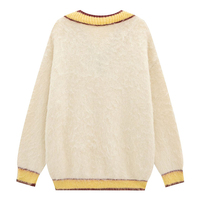 Femmes à la mode Varsity rayé col en V pull collège décontracté à manches longues pull tricoté pull haut ample Preppy floue armure