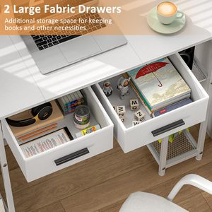 Escritorio Moderno Blanco <span class=keywords><strong>de</strong></span> 37.3 Pulgadas con Cajones y Estante <span class=keywords><strong>de</strong></span> Almacenamiento. Ideal para Niños y Adolescentes, Escritorio <span class=keywords><strong>de</strong></span> Estudio y Tocador <span class=keywords><strong>de</strong></span> Maquillaje para Dormitorio - Product Image 3
