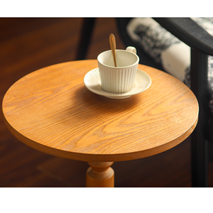 Round Side <b>Table</b> Light Oak Solid Wood Spindle <b>Leg</b> Living Room <b>Table</b> - Product Image 4