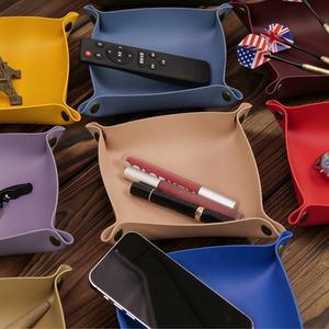 Usine En Gros Organisateur De Bureau Faux Plateau En Cuir Plateau De Rangement En Cuir Multicolore Plateau De Valet Personnalisé Avec Boucle À Pression - Product Image 5