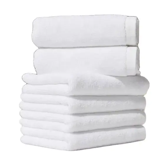 Ensemble de serviettes de bain 100% coton uni blanc bleu rose de haute qualité serviettes tissées pour salle de bain d'hôtel ou serviettes à usage domestique