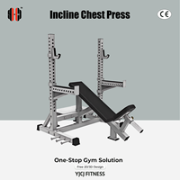 Support de presse pectorale inclinée avec supports en J multi-niveaux et plaques de fixation – Banc de presse inclinée professionnel et durable pour centre de fitness